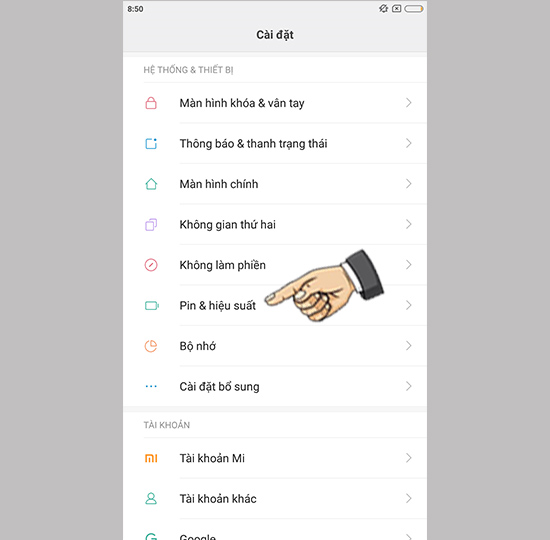 Vào Pin & hiệu suất